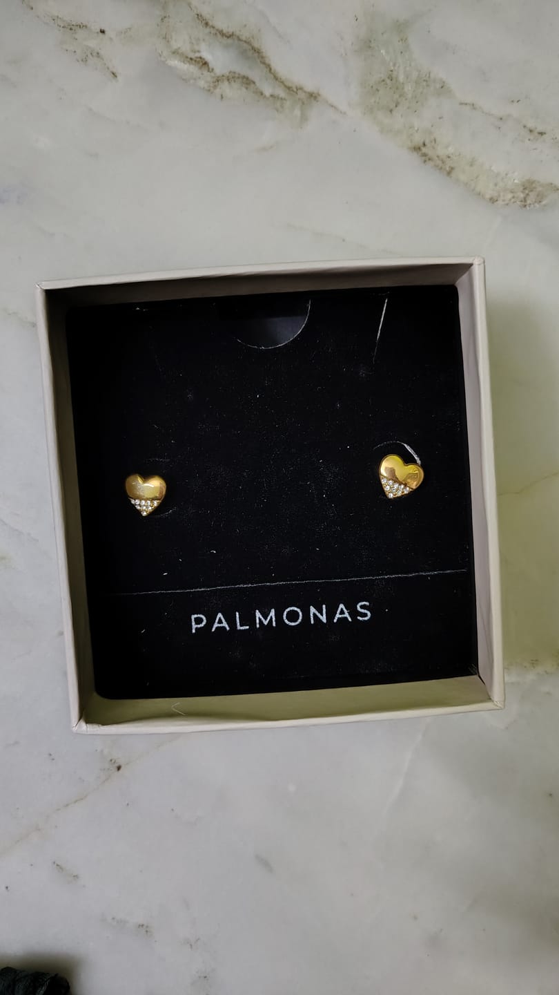 Customer photo review of Stone-studded Heart Earrings