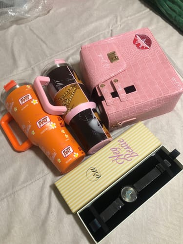 Customer photo review of Pink Tumbler Tote + Citrus Bestie Cup Combo– Zee Nation Fest Edition