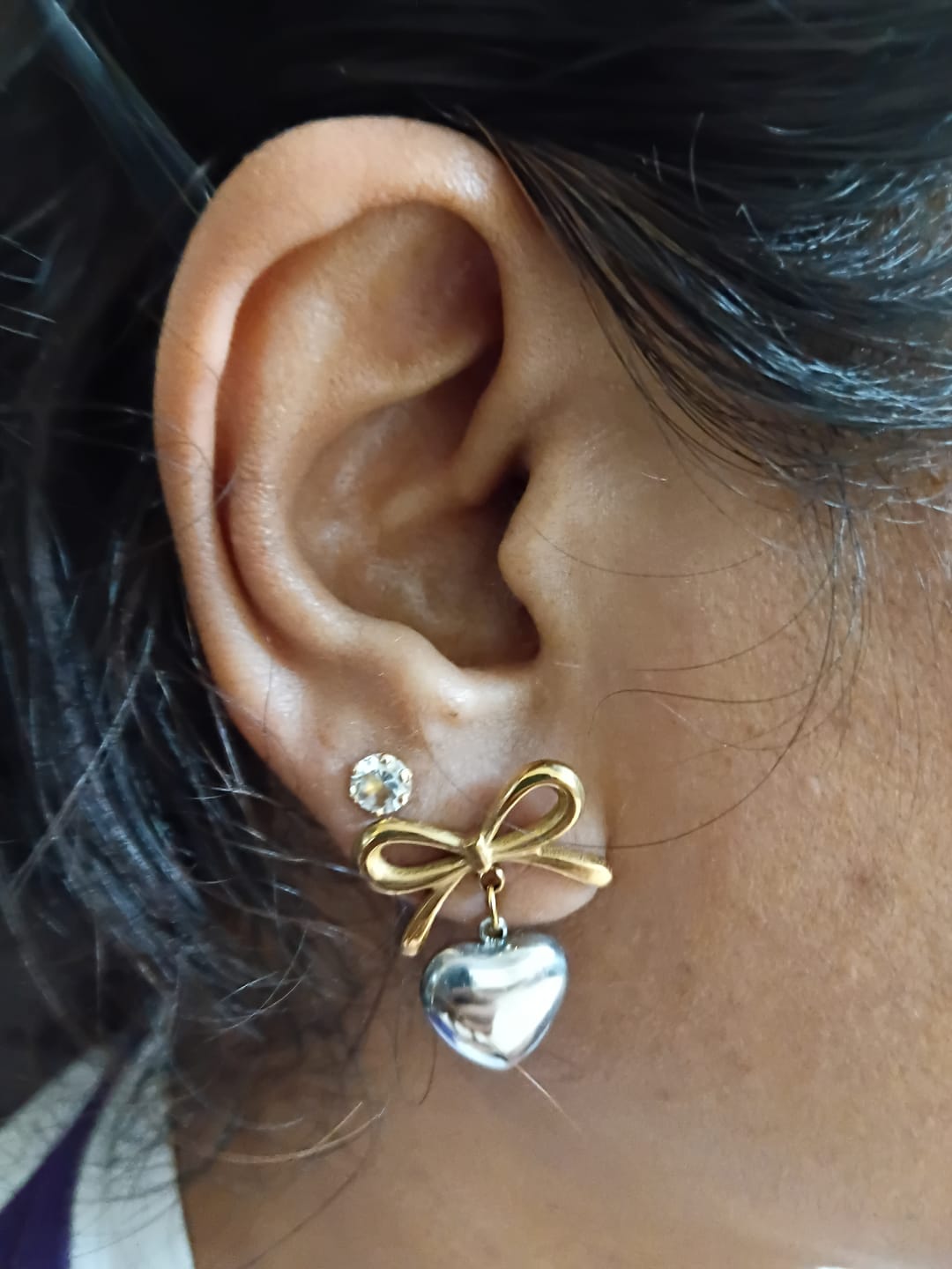 Customer photo review of Bi-metal Wrapped With Love Earrings