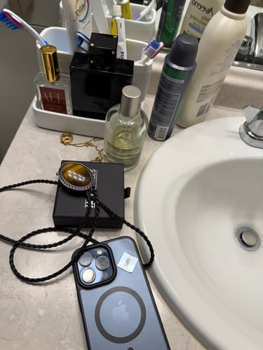 Customer photo review of The Tiger Eye Stone - Bolo Tie and Gift Box