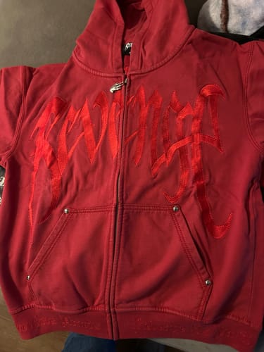 Customer photo review of Revenge Xxxtentacion Kill Contrast Zip Up Hoodie Red