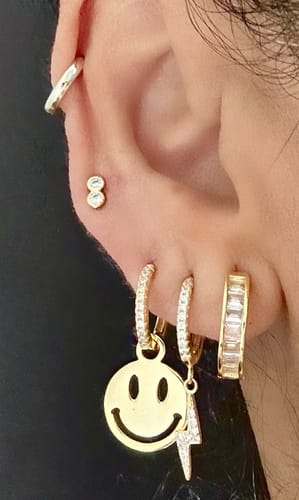 Customer photo review of happy face huggie