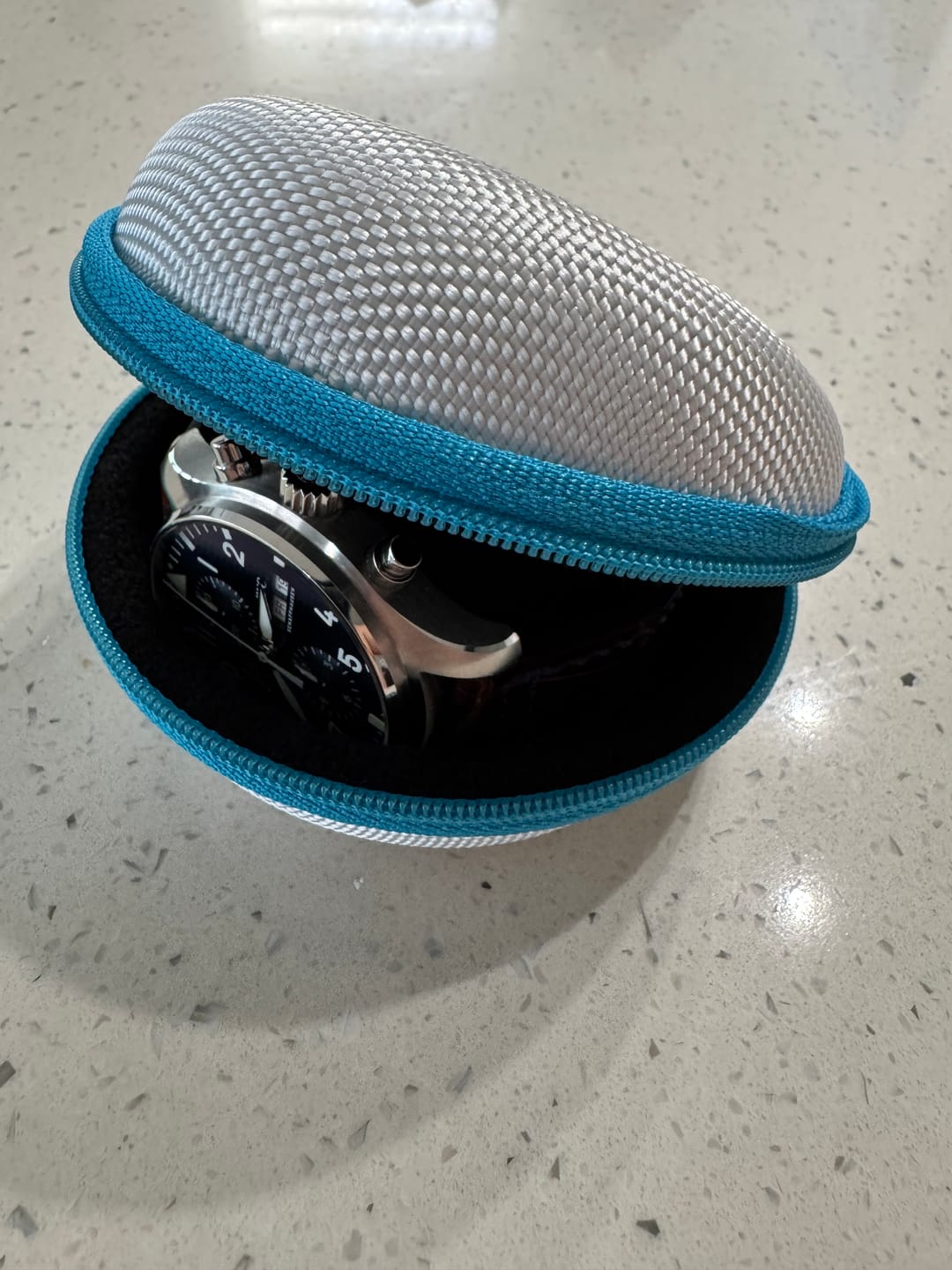 Customer photo review of The Pod - Travel Watch Case Two-Pack - Great White & Baby Blu