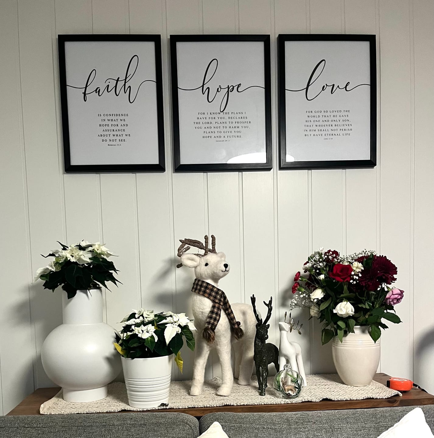 Customer photo review of Handmade (Faith Hope Love) Bible Verse Canvas by Godisabove