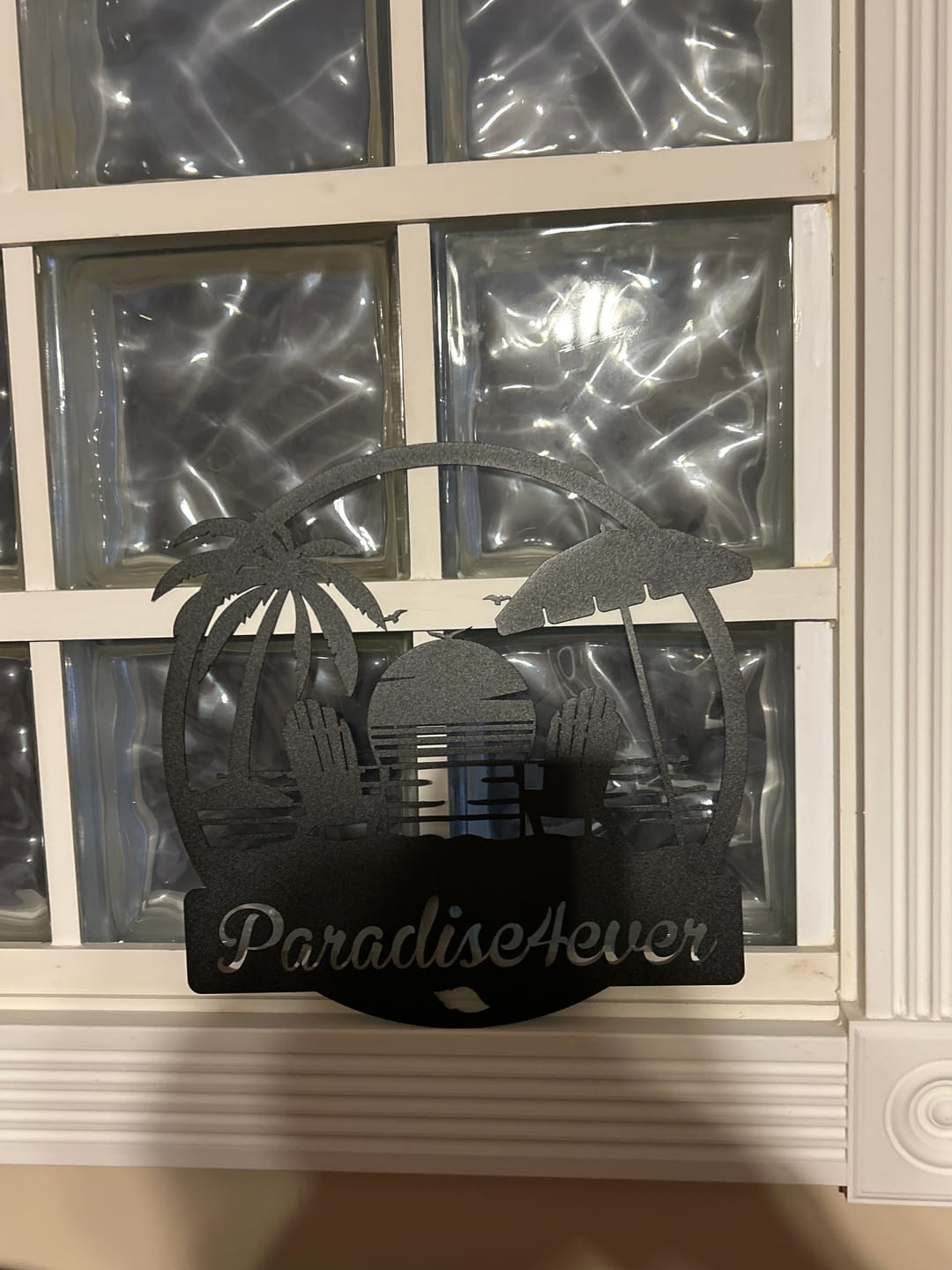Customer photo review of Custom Metal Beach Umbrella Sunset Wall Art | Indoor Outdoor | Up to 46" | 20+ Color Options