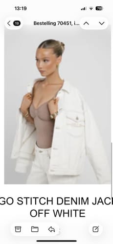 Customer photo review of LOGO STITCH DENIM JACKET OFF WHITE