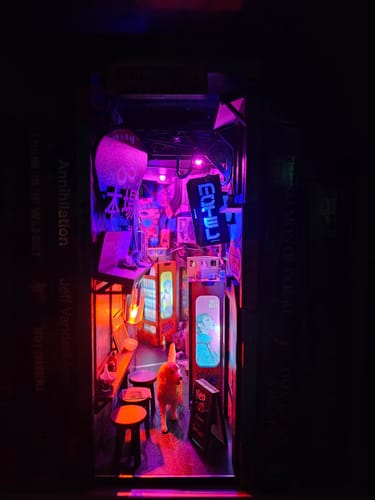 Customer photo review of Neo Ramen MiniAlley – A Cyberpunk DIY Diorama Booknook