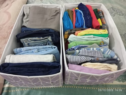 Customer photo review of Large Clothes Organizer Pack of Two - Lilac (Available in 3 colors)