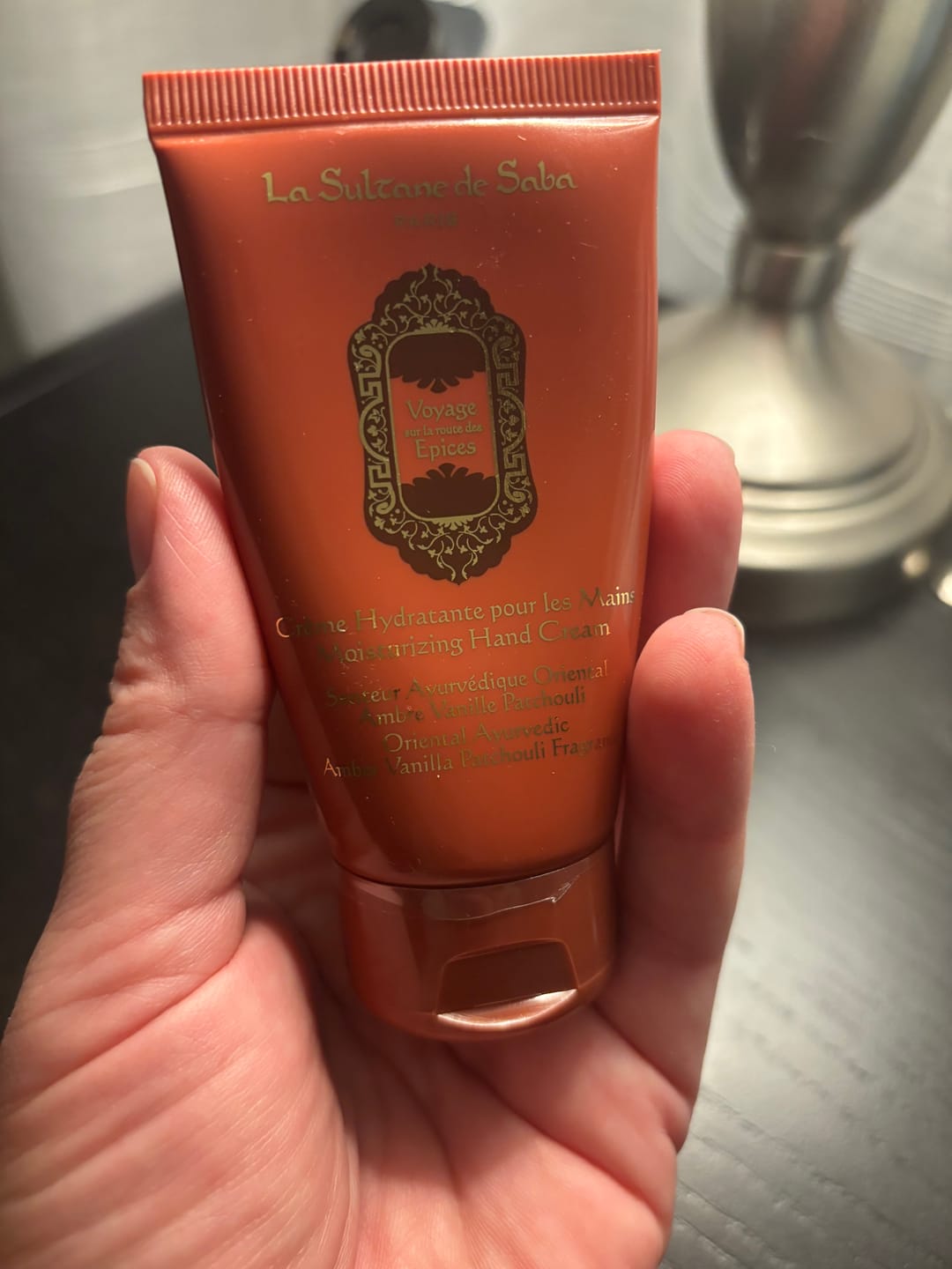 Customer photo review of Moisturizing Hand Cream -  Ayurvedic Treatment - Amber Vanilla Patchouli Journey To The Spices Route