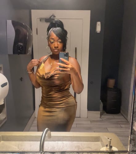 Customer photo review of Kendall Front & Back Cowl Drop Maxi Dress