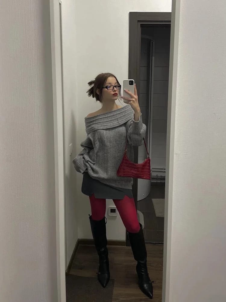 Customer photo review of Margaux Off-Shoulder Knit Sweater