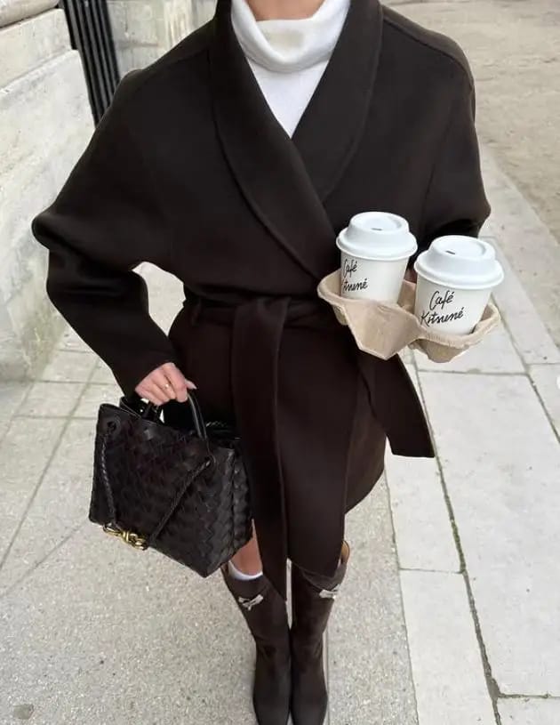 Customer photo review of Hazeline Belted Oversized Wrap Coat