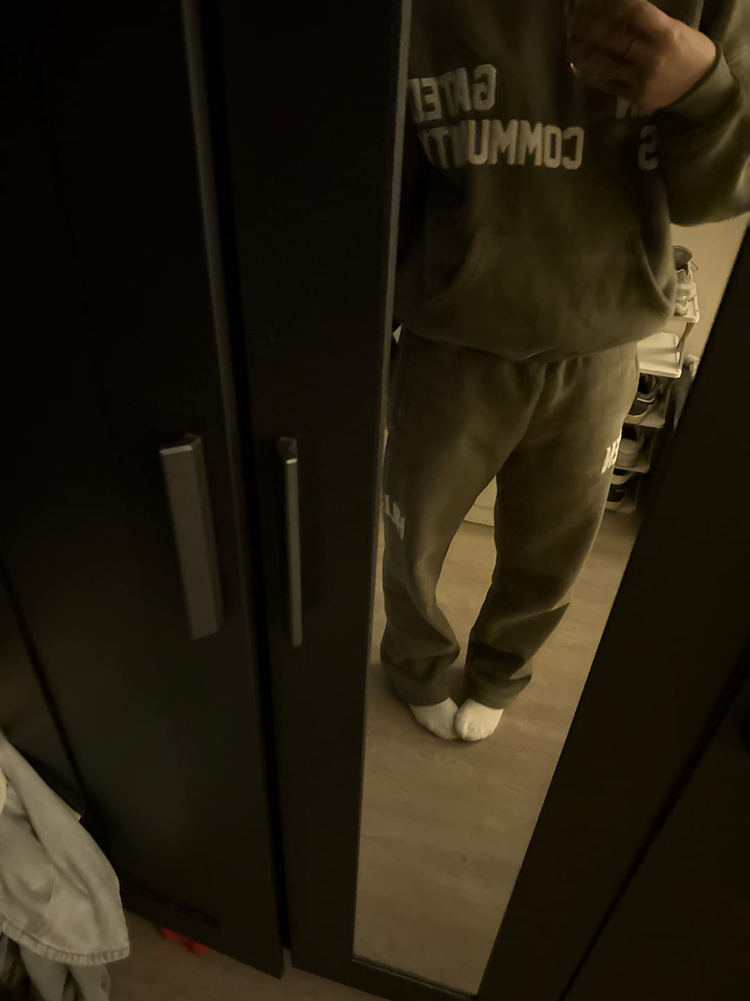 Customer photo review of GATED COMMUNITY STRAIGHT LEG SWEATPANTS SAGE