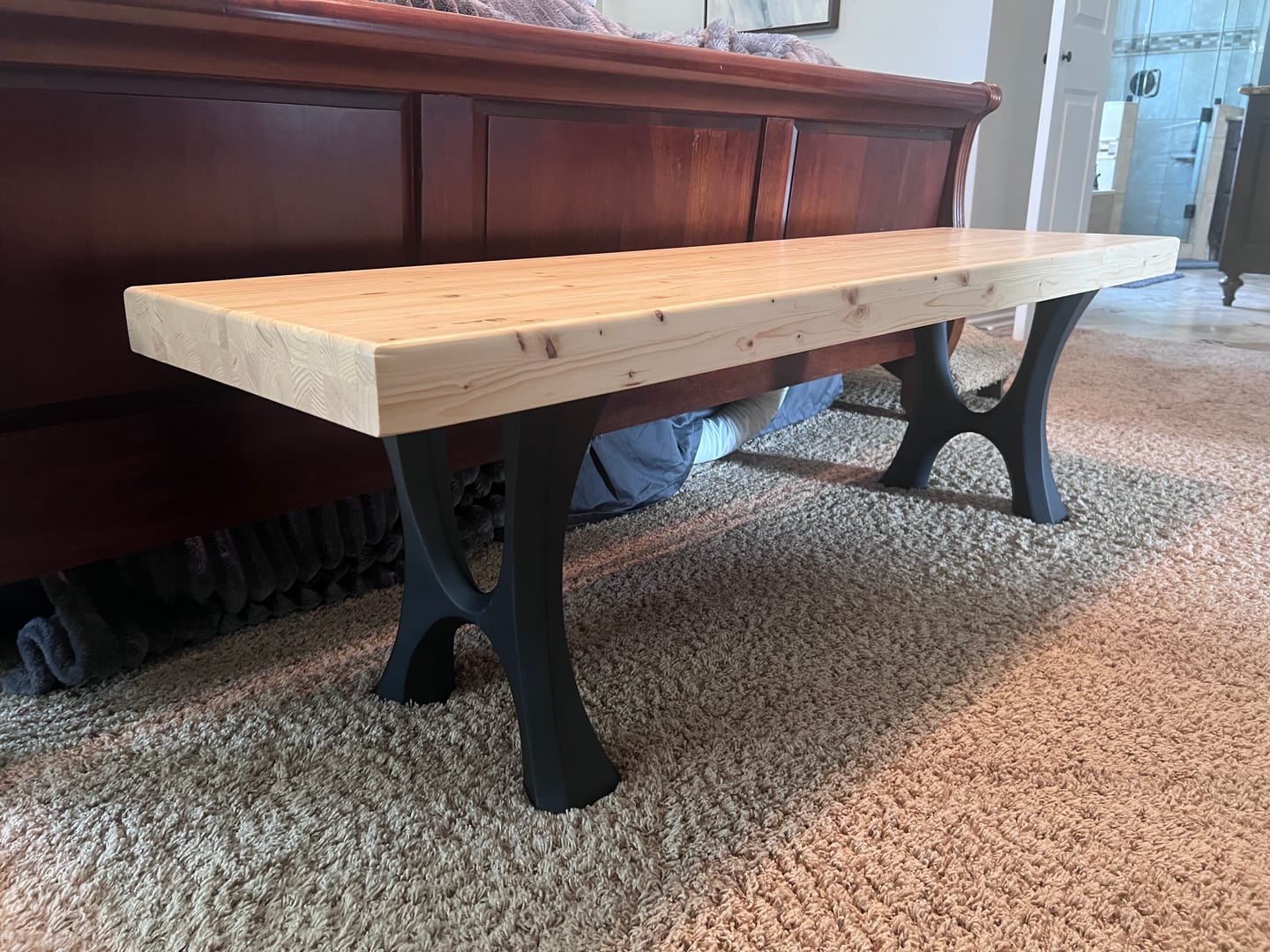 Customer photo review of Bench Legs 103 Haru 16.3" H for Dining Live Edge Tabletop