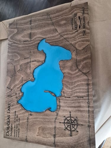 Customer photo review of Custom Wood 3D Lake Map With Epoxy Resin - Lake Norman