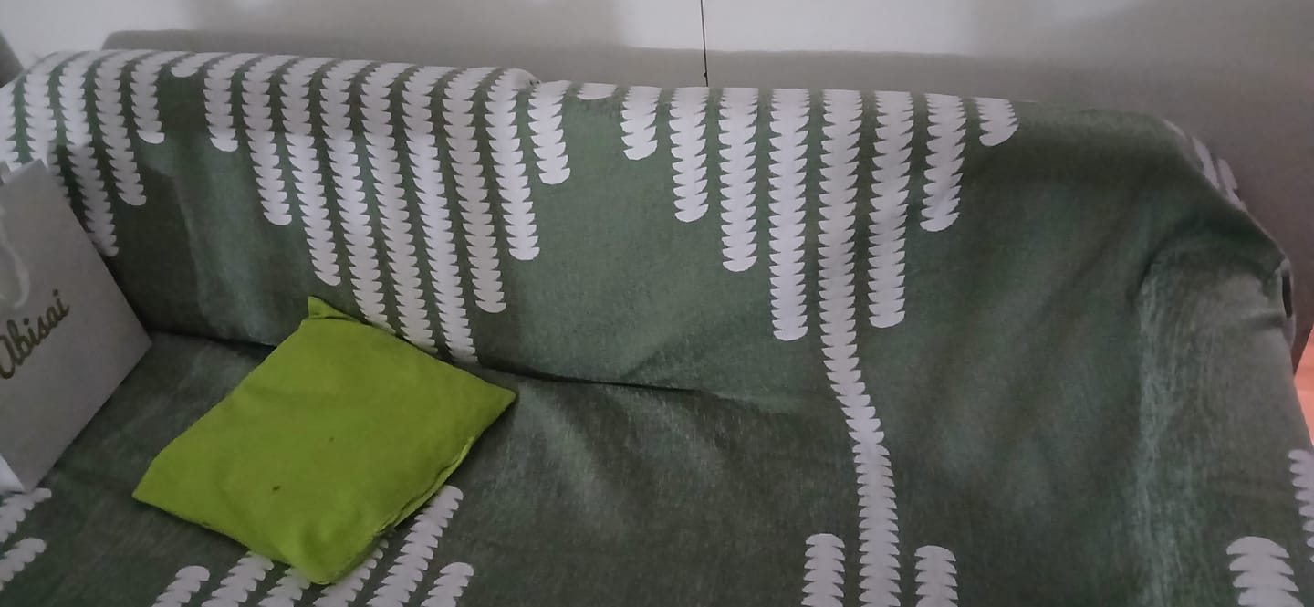Customer photo review of Manta Cubre Sofa de Chenilla Reversible