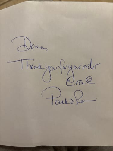 Customer photo of a handwritten thank-you note received with their Electric Knoxville Sunglasses.