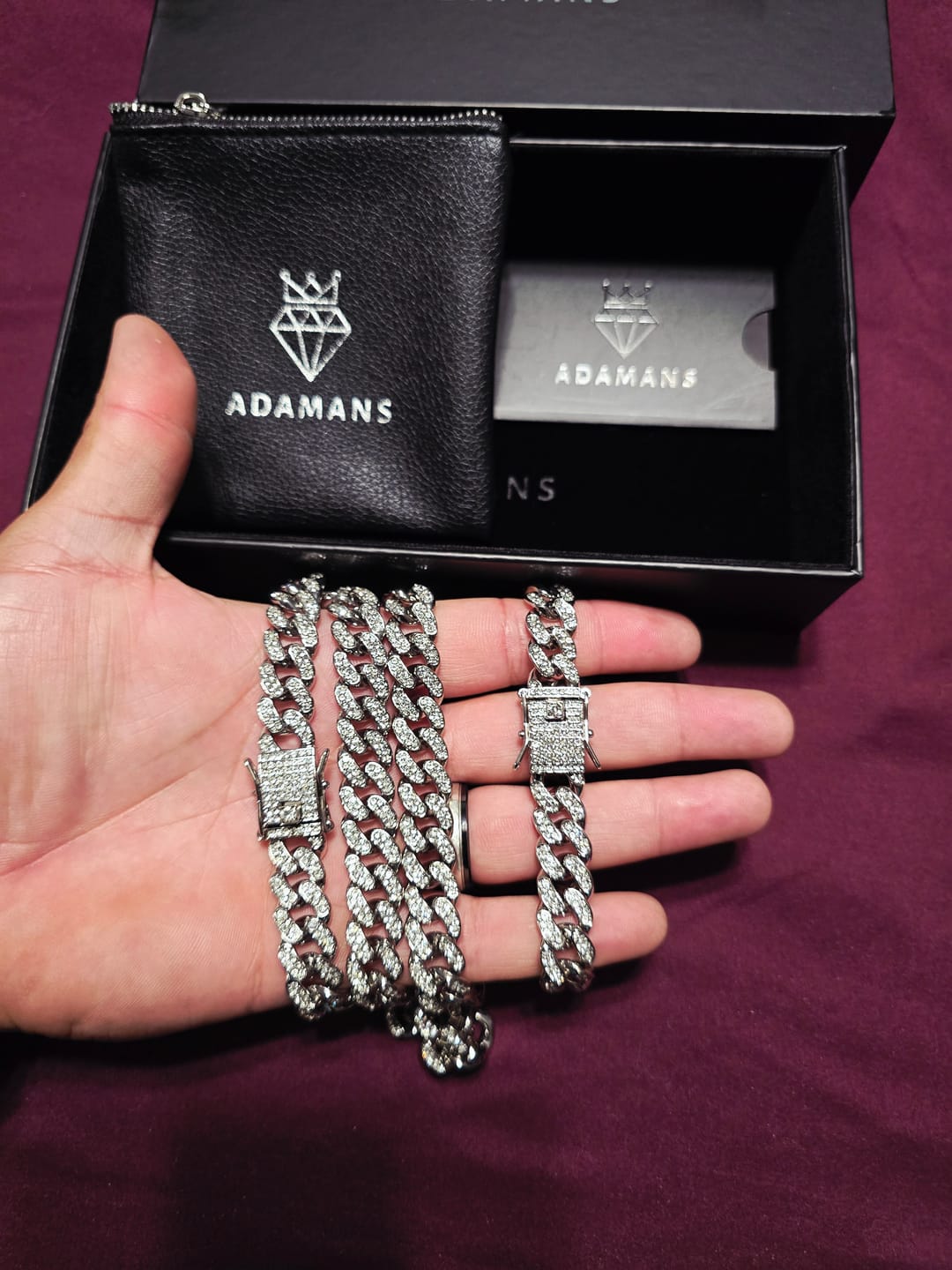 Customer photo review of 12.5mm Cuban Chain + Bracelet - White Gold