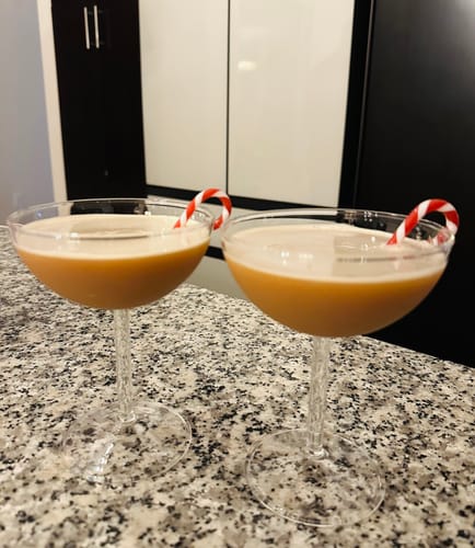 Customer photo review of Holiday Peppermint Coupe Glass