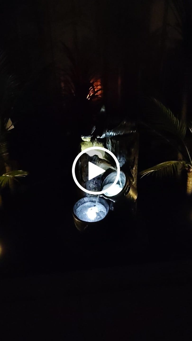 Customer video review of Solar Cascading Wood and 3 Buckets Water Fountain - 76cm