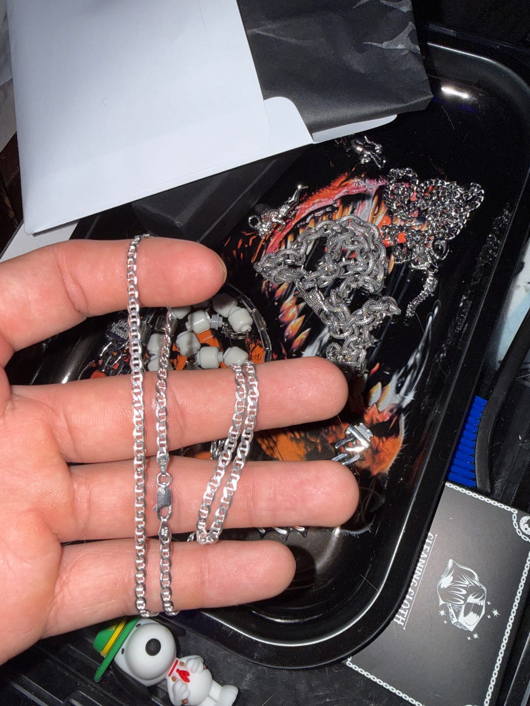 Customer photo review of 3MM STERLING SILVER MARINER CHAIN