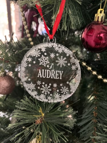 Customer photo review of Personalised  Snowflake Christmas Decoration