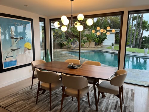 Customer photo review of 8-Light Linear Sputnik Frosted Glass Globe Chandelier