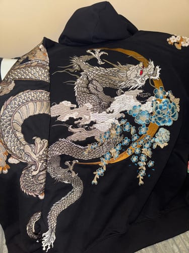 Customer photo review of Embroidered Dragon Hoodie