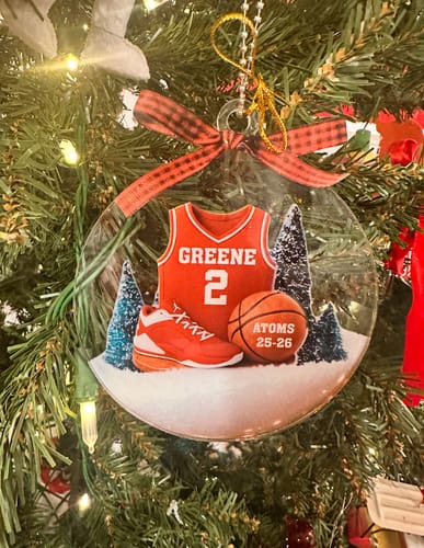 Customer photo review of Basketball Kit - Personalized Snow Globe Ornament - Christmas Gift For Son, Boyfriend, Gift For Him