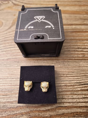 Customer photo review of Panther Stud Earrings with Pave CZ Crystals in 925 Silver