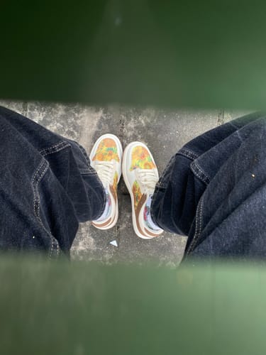 Customer photo review of Van Gogh Sunflowers inspired sneakers