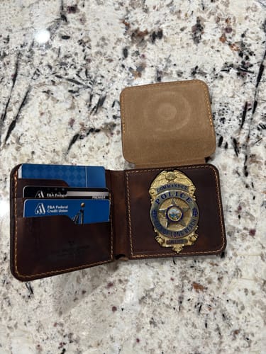 Customer photo review of Badge Bifold Wallet - Walnut Brown