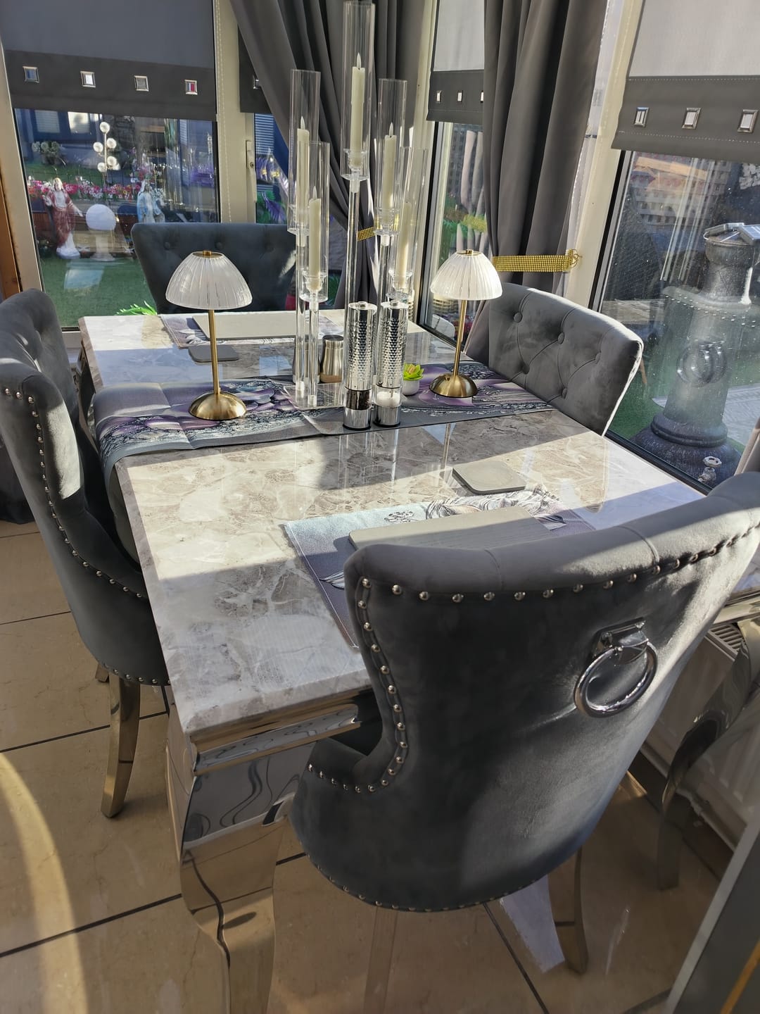 Customer photo review of Vienna Marble Dining Table With Chelsea Ring Knocker Chairs