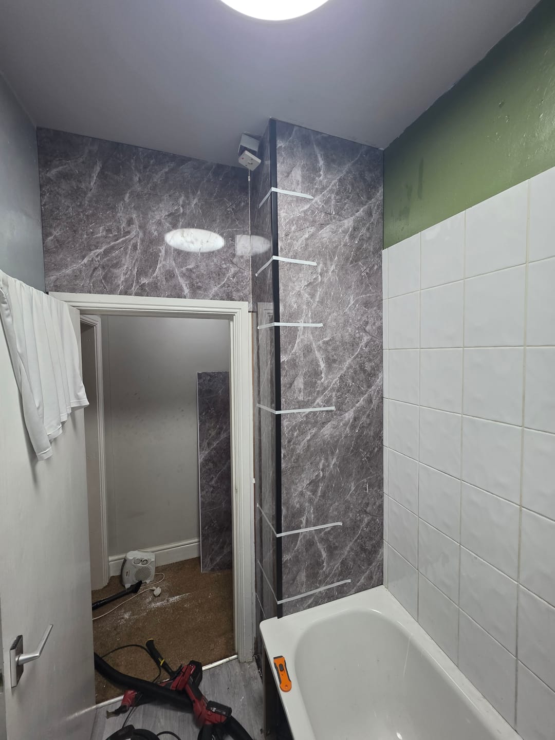 Customer photo review of Premium Pietra Marble Gloss Shower Wall Panel – 1M x 2.4M
