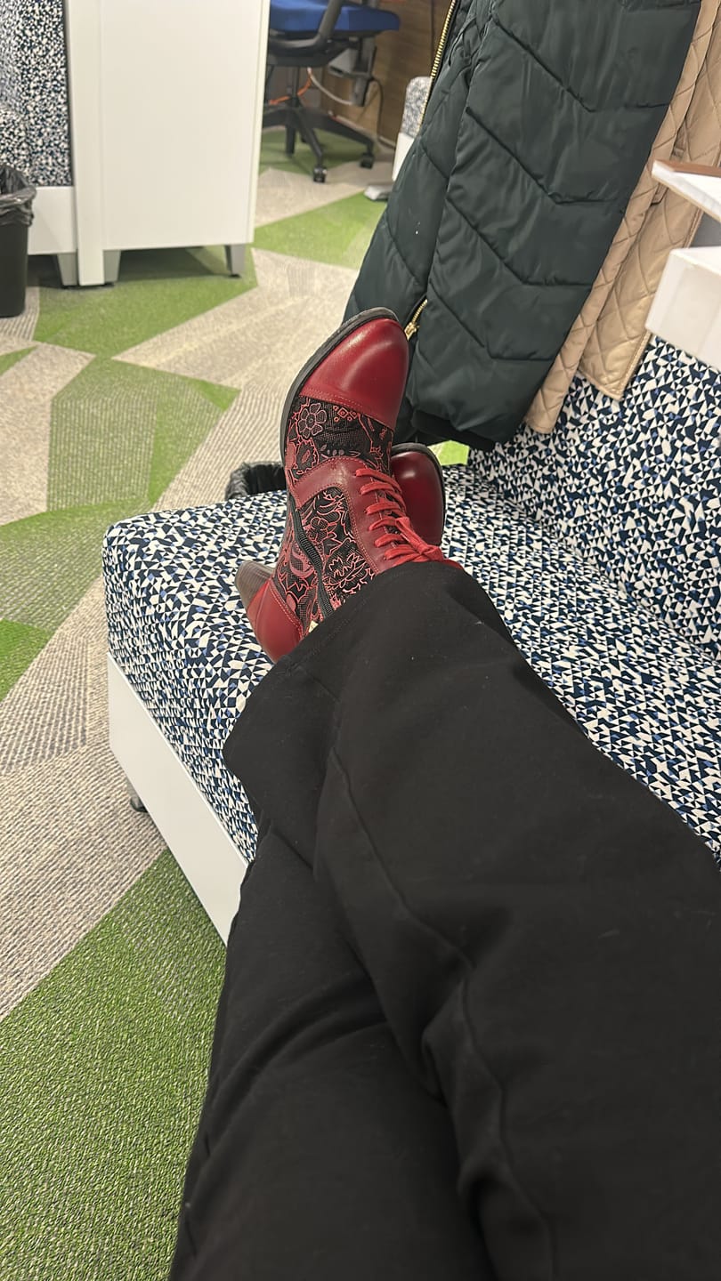Customer photo review of Timeless Grace Floral Lace-Up Ankle Boots