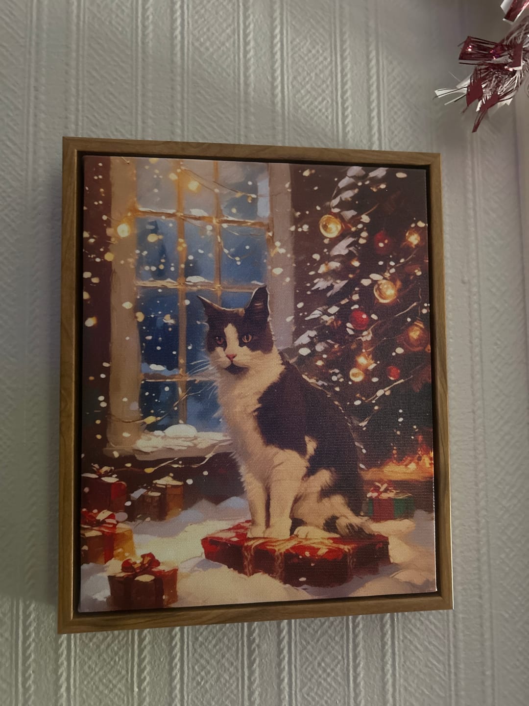 Customer photo review of Christmas-themed Custom Pet Portrait