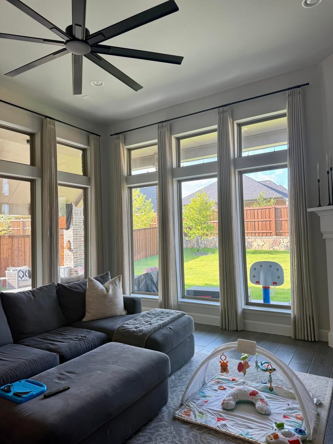 Customer photo review of Lucy Neutral Linen Light Filtering Drapes