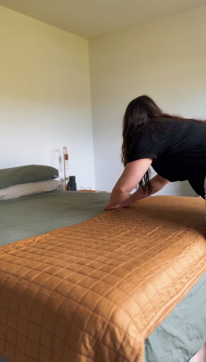 Customer photo review of The Oliviada Weighted Blanket: Recovery starts now.