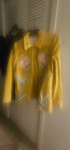 Customer photo review of GERALDINE-MUSTARD MOTO OUTERWEAR
