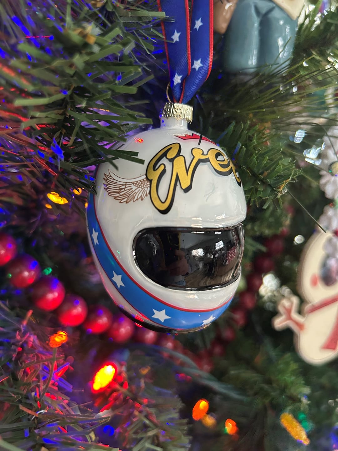 Customer photo review of Evel Knievel 2 Piece Glass Ornament Set