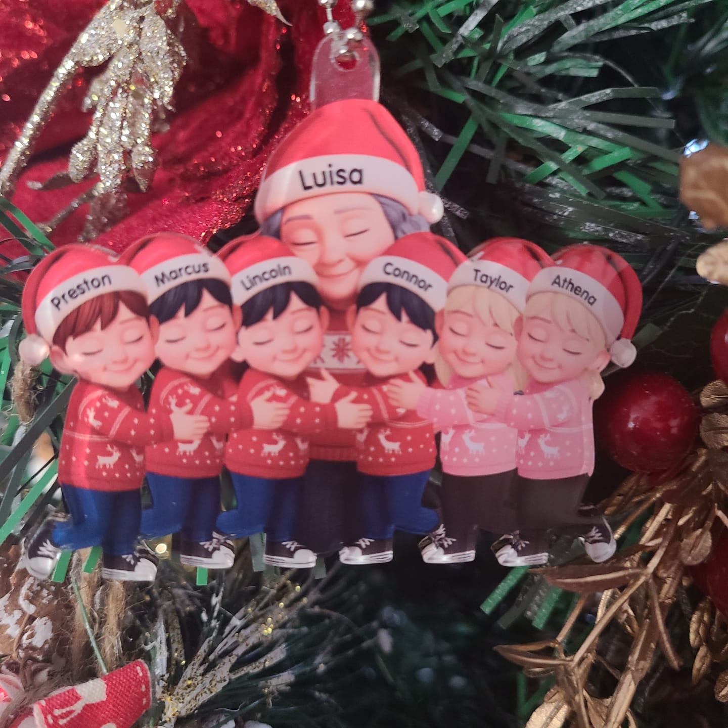Customer photo review of Grandma Hugging Grandkids - Personalized Acrylic Ornament - Heartwarming Christmas Gift for Grandma, Grandkids