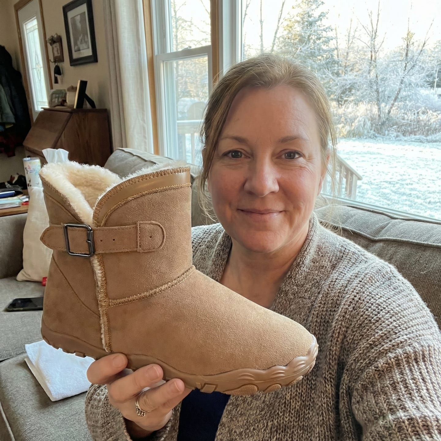 Customer photo review of [NEW] Cozely - Women’s Fur-Lined & Ergonomic Barefoot Shoes