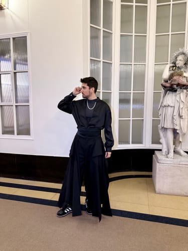 Customer photo review of Deconstructed Ribbon Straight Wide-Leg Trouser Culottes