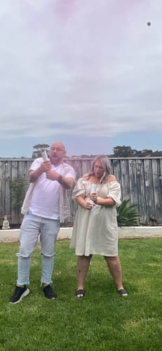 Customer photo review of Celeste Maternity Dress in Whispering Almond Linen