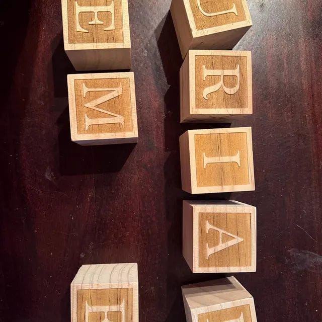 Customer photo review of Personalized Wooden Blocks | Custom Engraved Name Blocks | Nursery Baby Name Wooden Blocks | Emboss