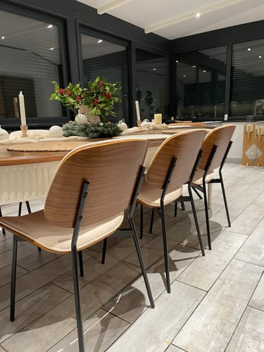 Customer photo review of ODENSE - Lot de 2 chaises en bois et velours côtelé beige