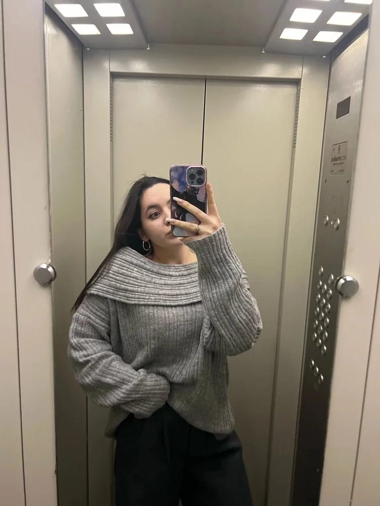 Customer photo review of Margaux Off-Shoulder Knit Sweater