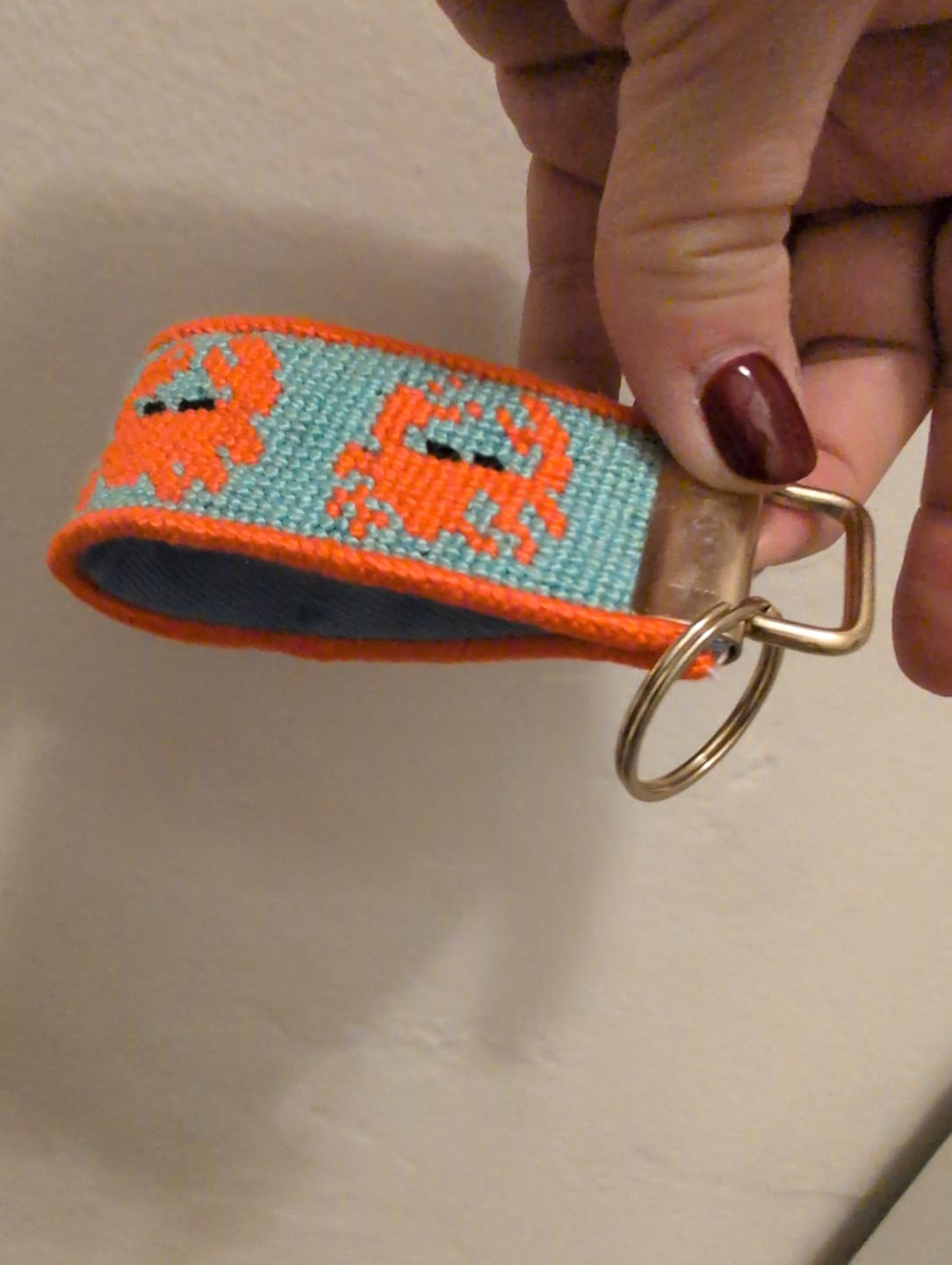 Customer photo review of Crabs Key Fob Needlepoint Kit