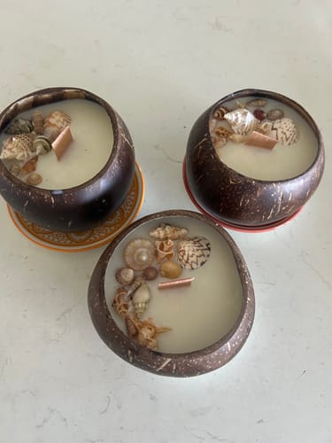 Customer photo review of Candle Making Kit Coconut Set of 3 - Starter DIY Kit With Soy Wax Blend & 60ml Fragrance