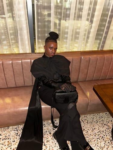 Customer photo review of Mens Solid Color Split Hem Wide-Shoulder Cape SKUL08464